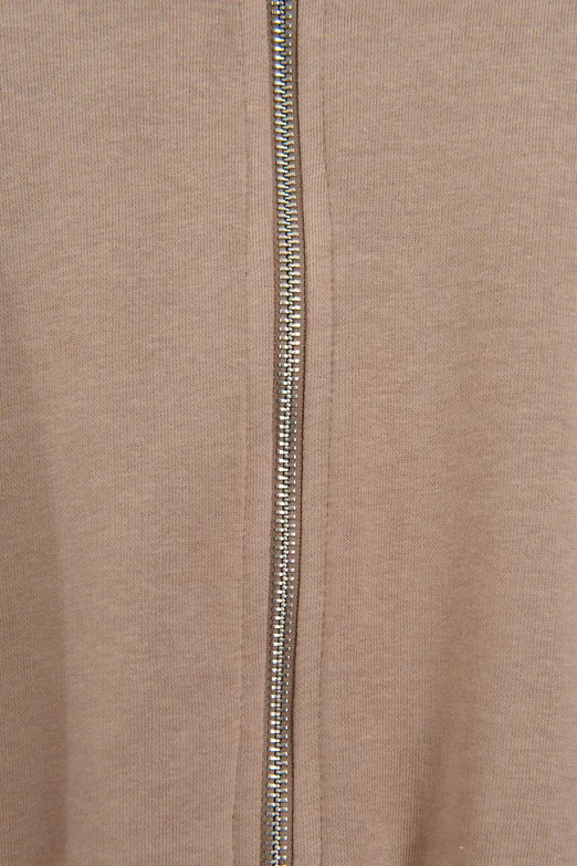 Bayan Bej Dik Yakalı Crop Sweatshirt - BSL