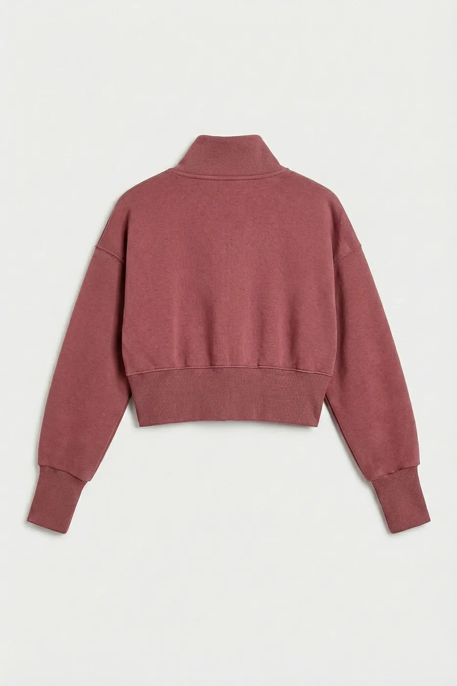 Bayan Mürdüm Dik Yakalı Crop Sweatshirt