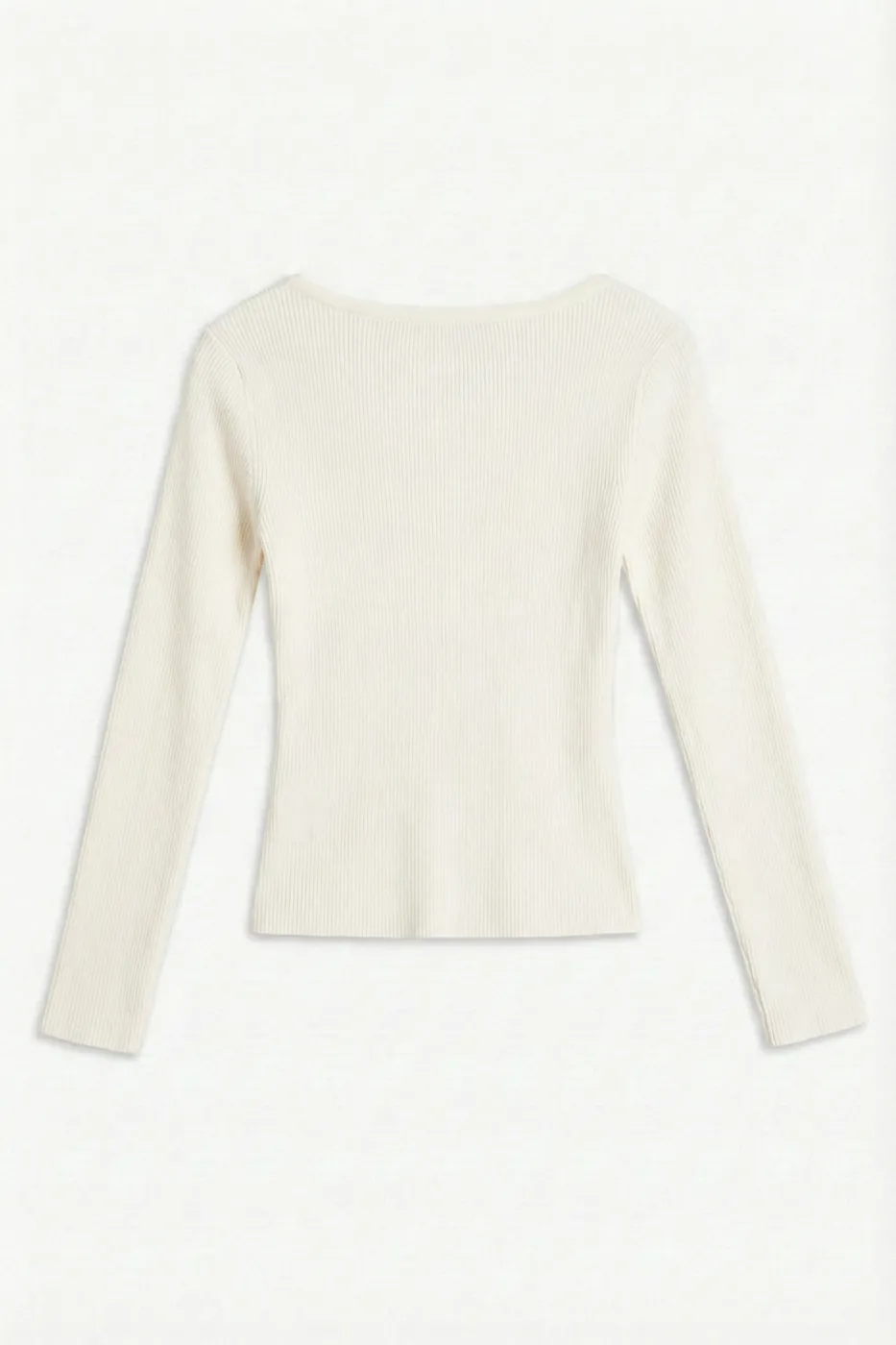 Bayan Ekru Asimetrik Yaka Tokalı Triko Top