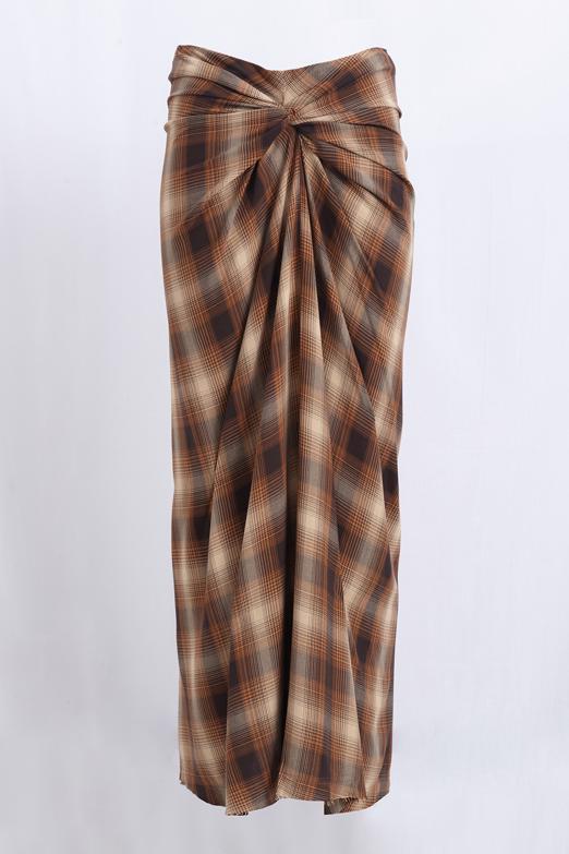 Burgulu Ekose Midi Etek