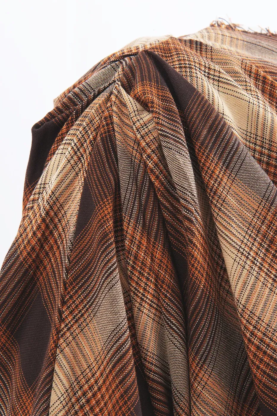 Bayan Kahverengi Drapeli Ekose Bluz