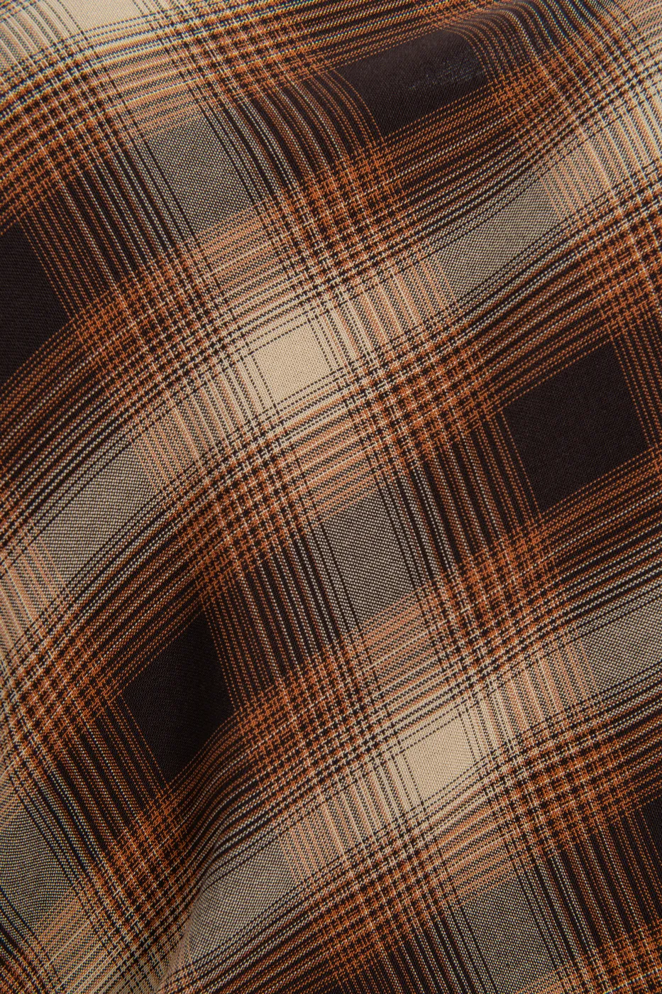 Bayan Kahverengi Drapeli Ekose Bluz