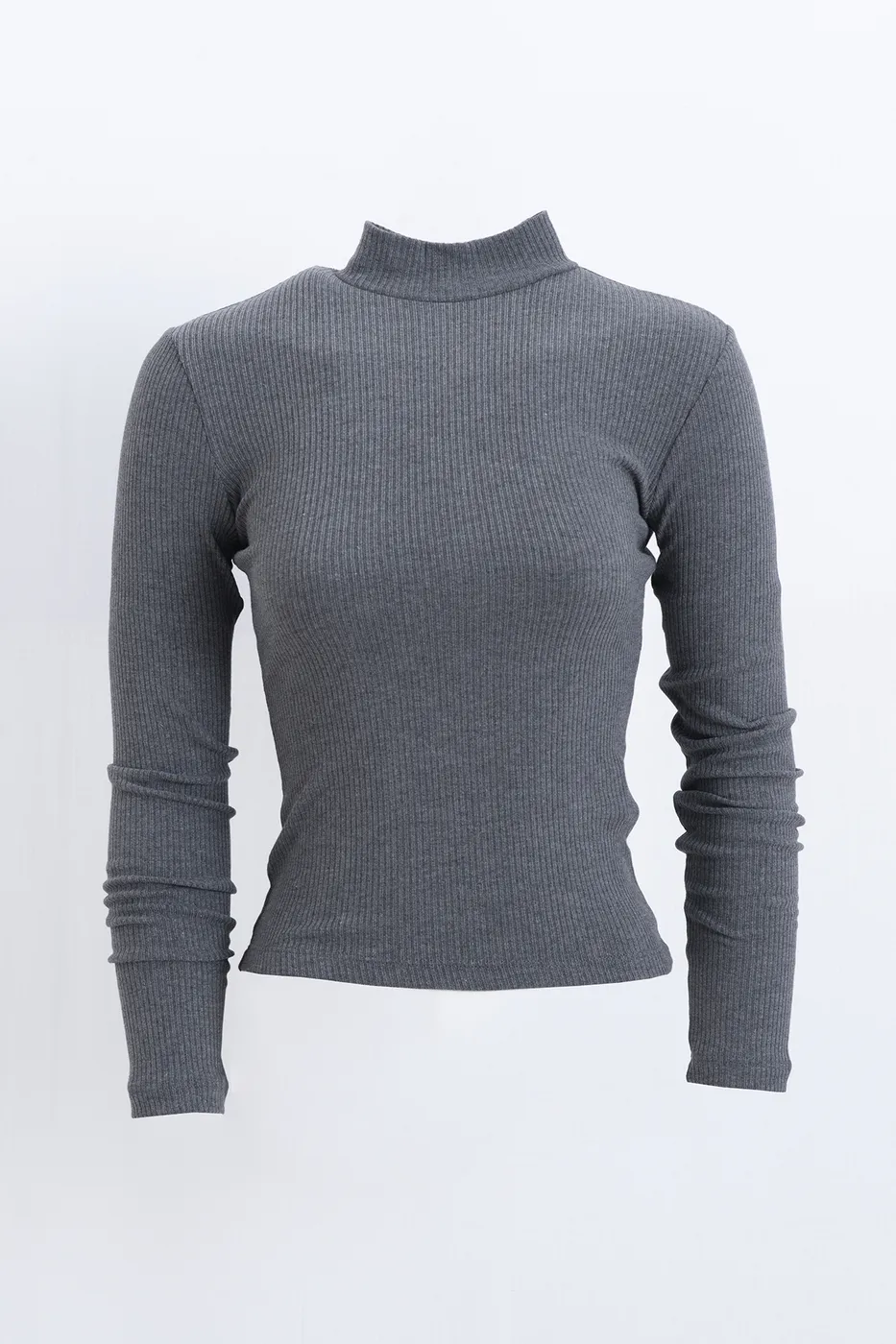 Bayan Gri Fitilli Dik Yakalı Top