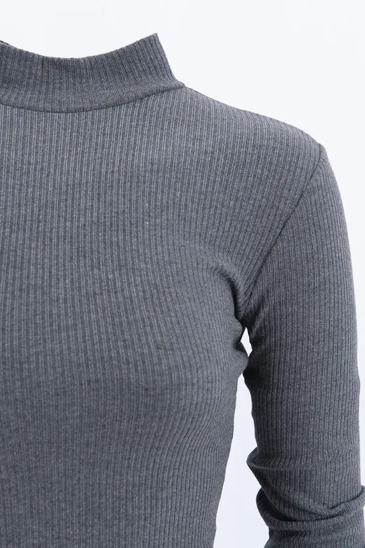 Bayan Gri Fitilli Dik Yakalı Top - BSL