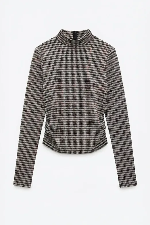 Bayan Kahverengi Drapeli Yakalı Bluz - BSL