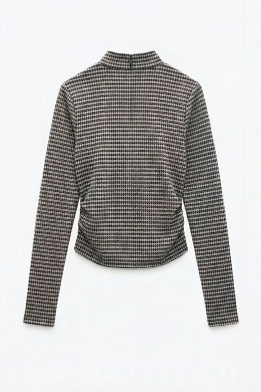 Bayan Kahverengi Drapeli Yakalı Bluz - BSL