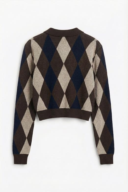 Baklavalı Polo Yakalı Kazak