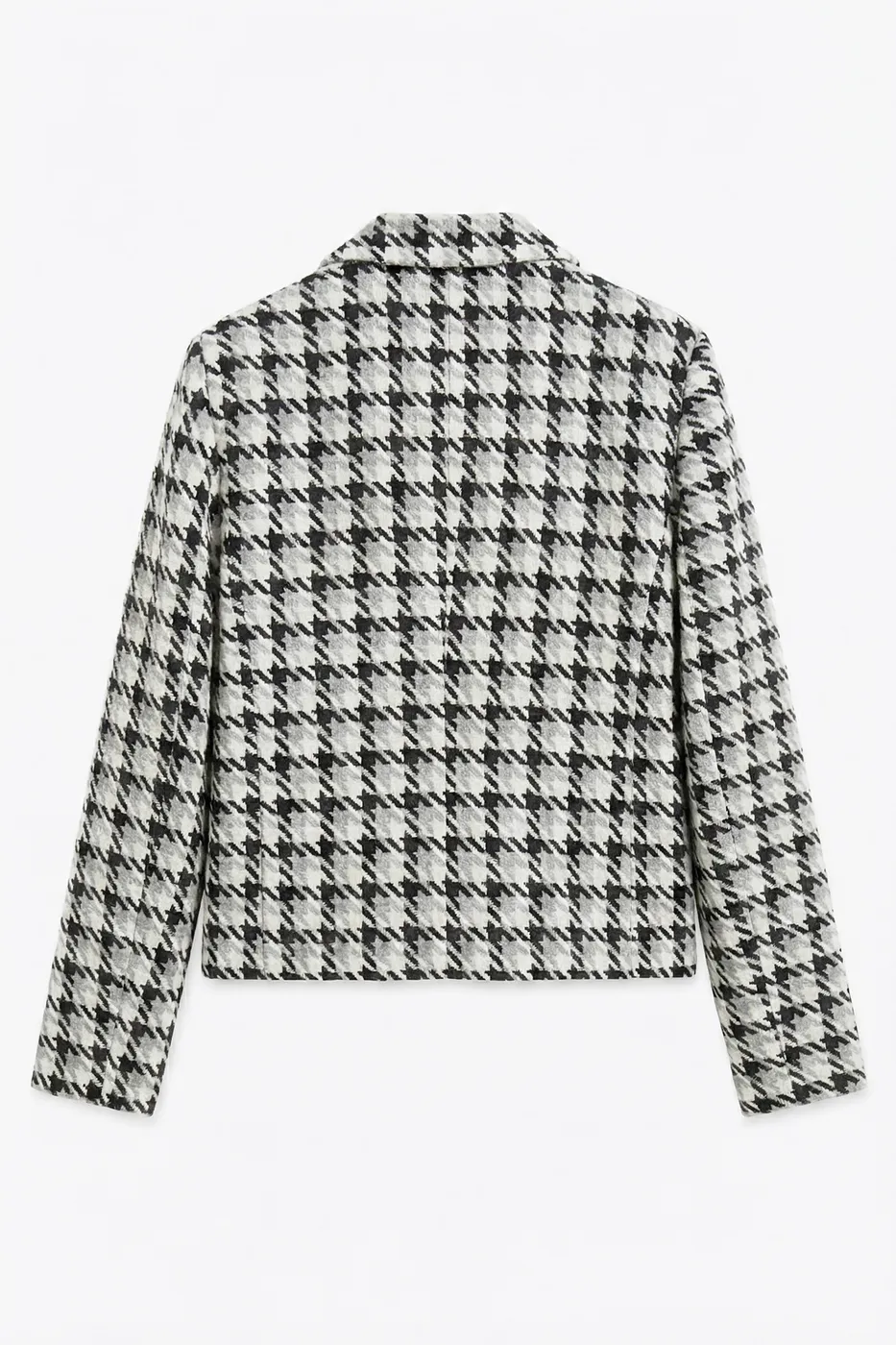 Bayan Siyah Kazayağı Desen Kısa Blazer Ceket