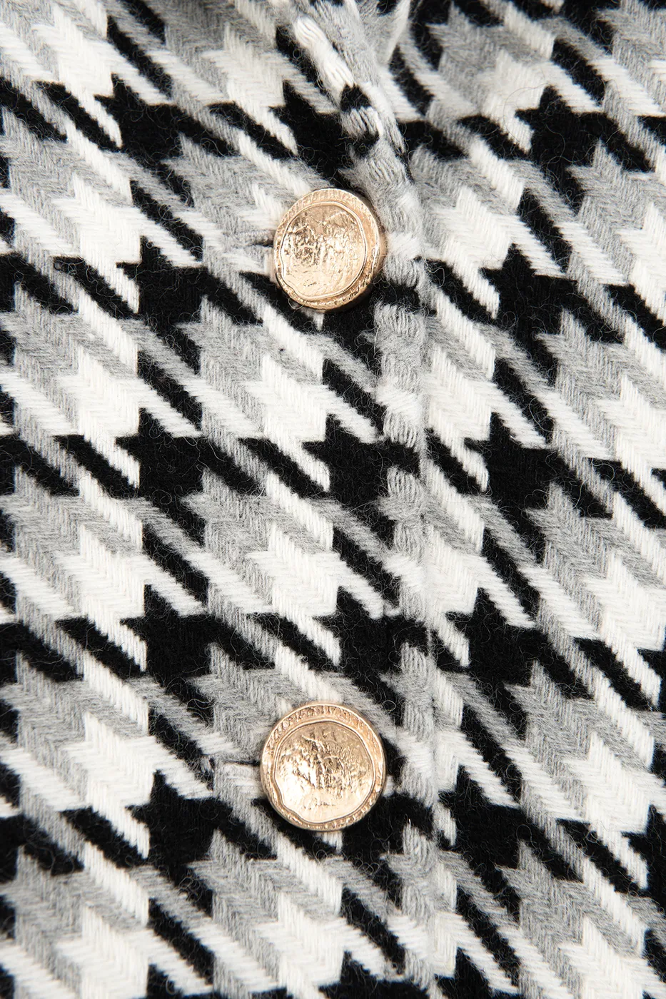 Bayan Siyah Kazayağı Desen Kısa Blazer Ceket