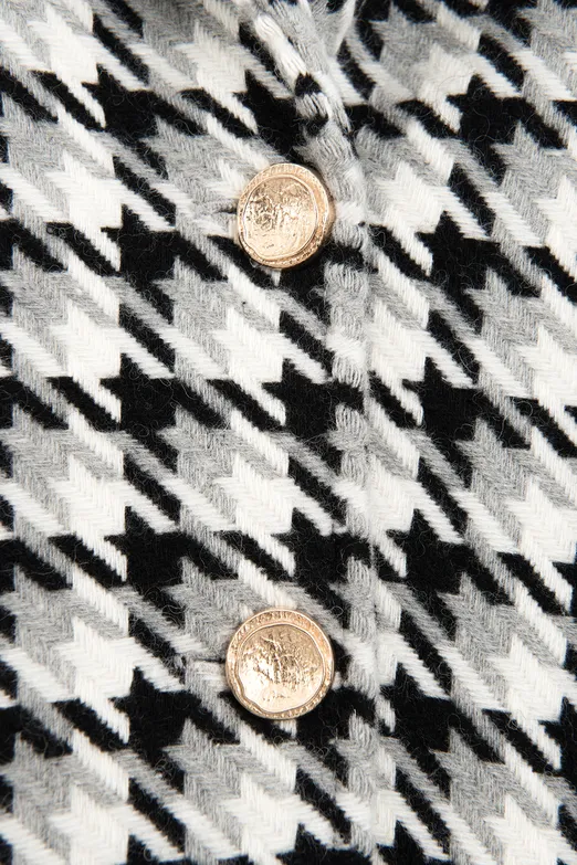 Bayan Siyah Kazayağı Desen Kısa Blazer Ceket - BSL