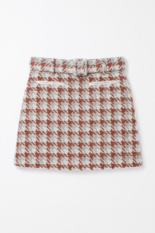 Bayan  Kazayağı Desen Mini Şort Etek