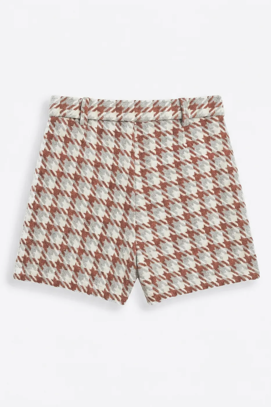 Bayan Kiremit Kazayağı Desen Mini Şort Etek