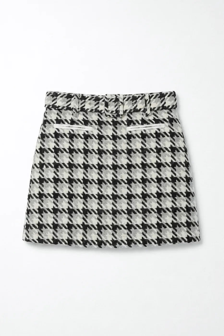 Bayan Siyah Kazayağı Desen Mini Şort Etek