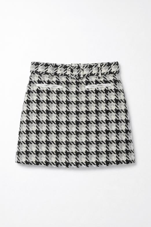 Bayan  Kazayağı Desen Mini Şort Etek