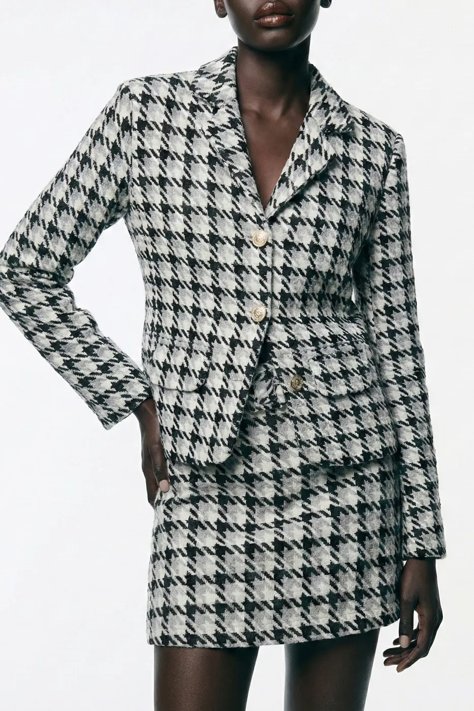 Bayan Siyah Kazayağı Desen Mini Şort Etek