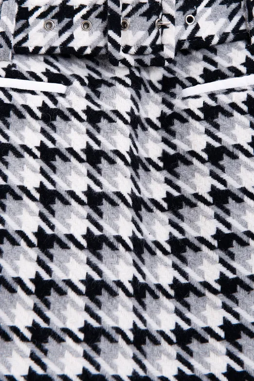 Bayan Siyah Kazayağı Desen Mini Şort Etek - BSL