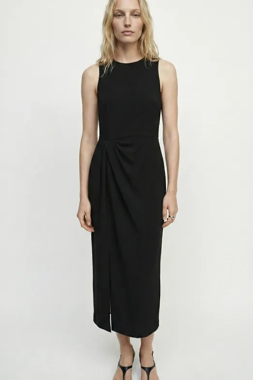 Bayan Siyah Maksi Kolsuz Gece Elbisesi - BSL