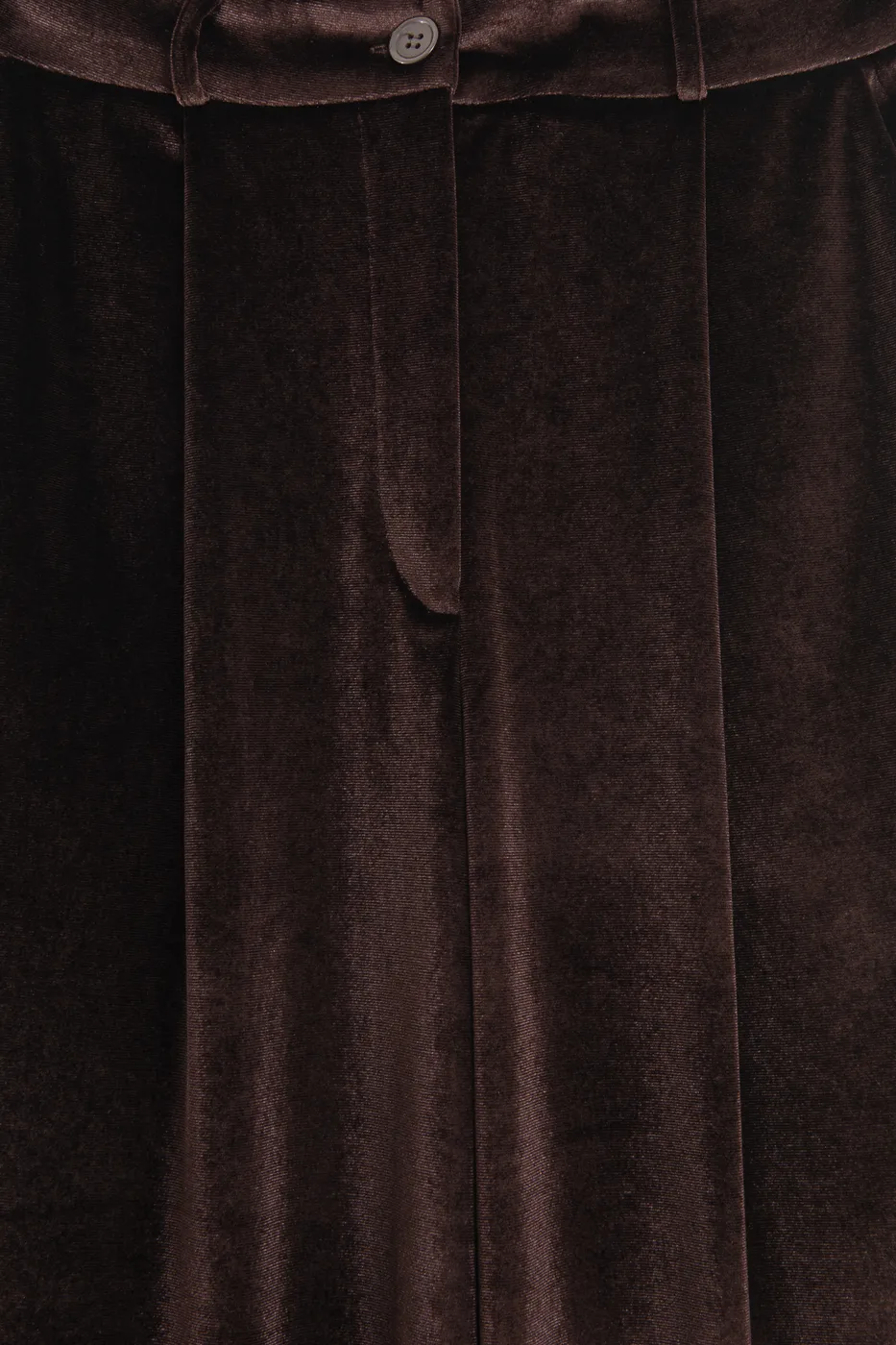 Bayan Kahverengi Kadife Pileli  Bol Pantolon