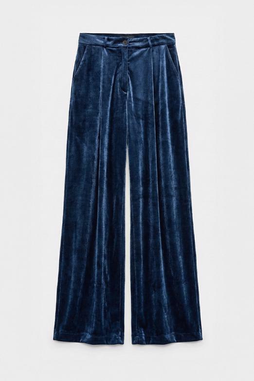 Bayan  Kadife Pileli  Bol Pantolon