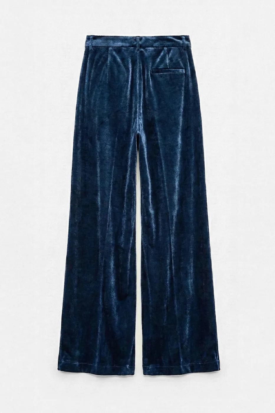 Bayan Lacivert Kadife Pileli  Bol Pantolon