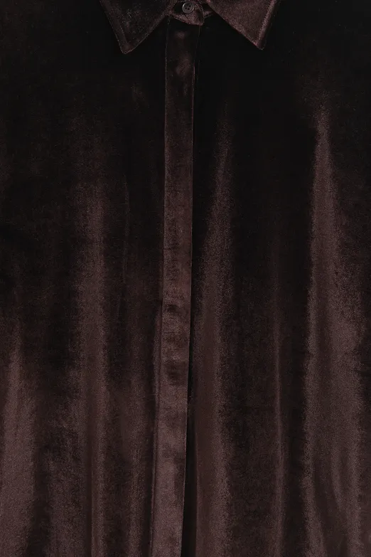 Bayan Kahverengi Oversize Kadife Gömlek - BSL