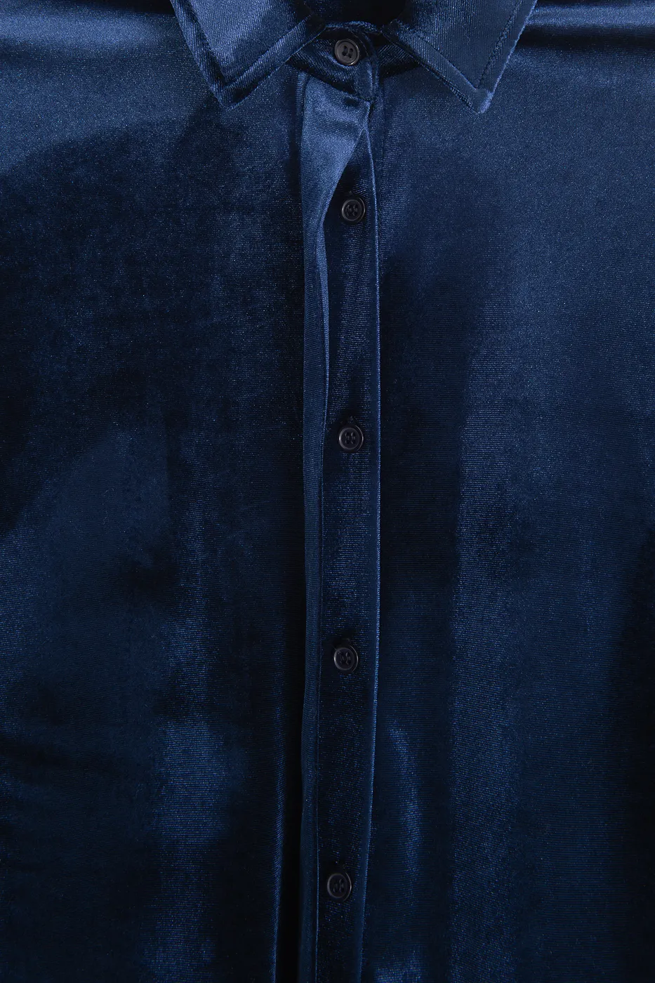 Bayan Lacivert Oversize Kadife Gömlek