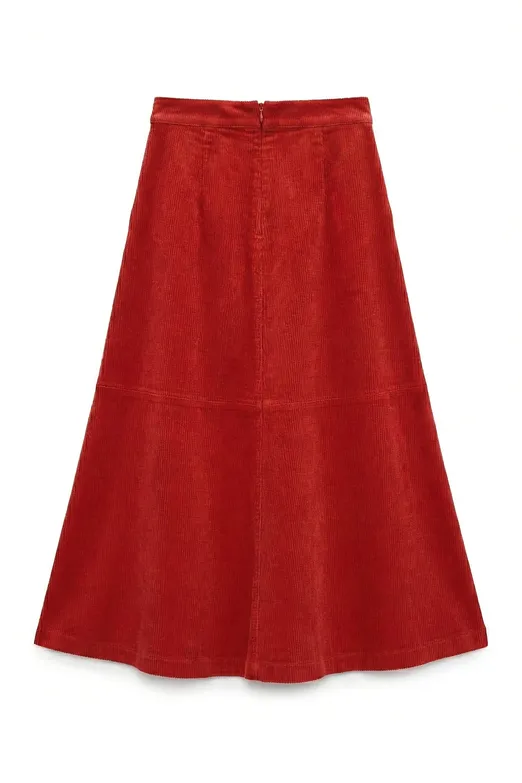 Bayan Kırmızı Midi Kloş Etek - BSL