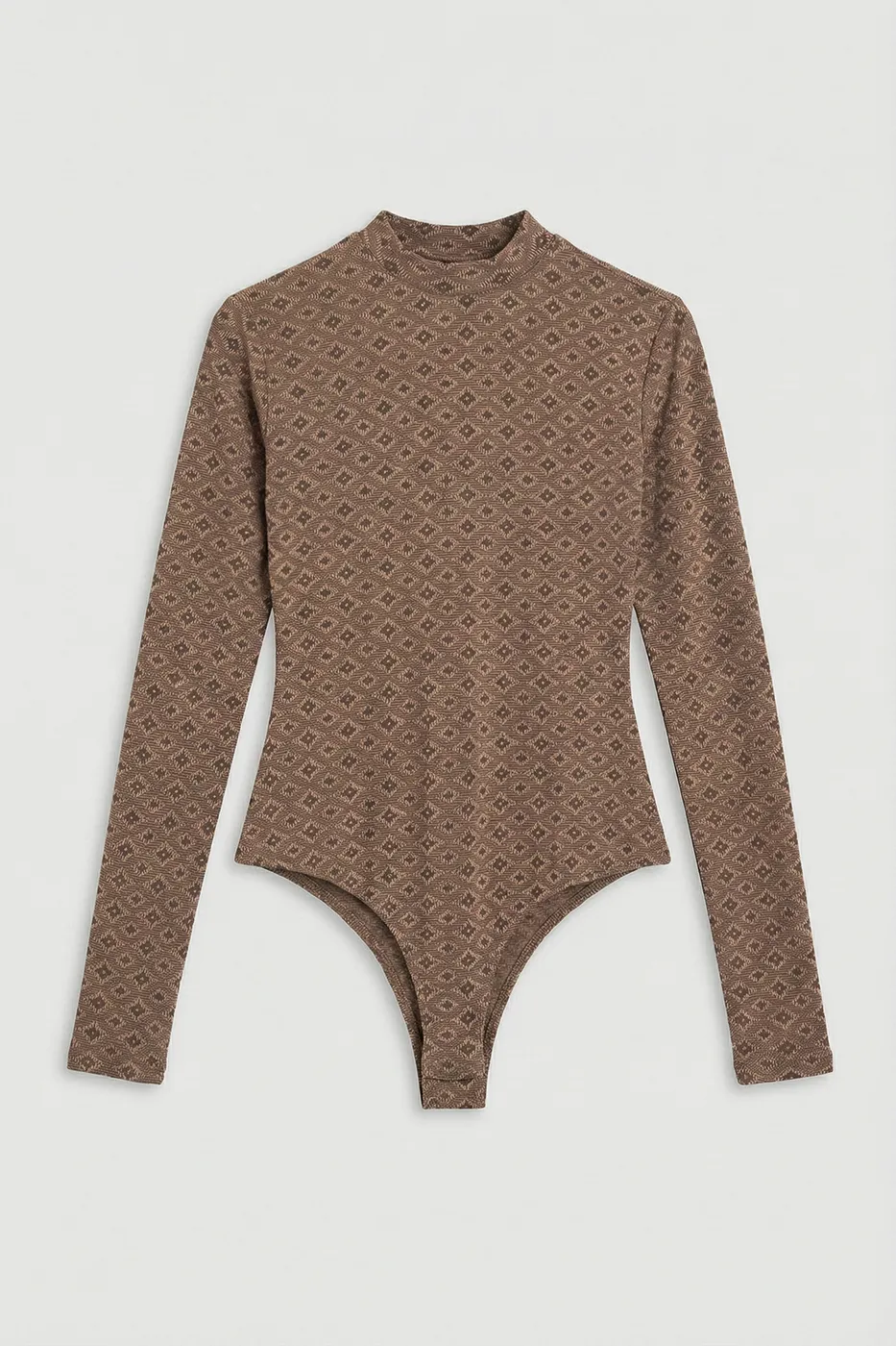 Bayan Kahverengi Uzun Kollu Bodysuit