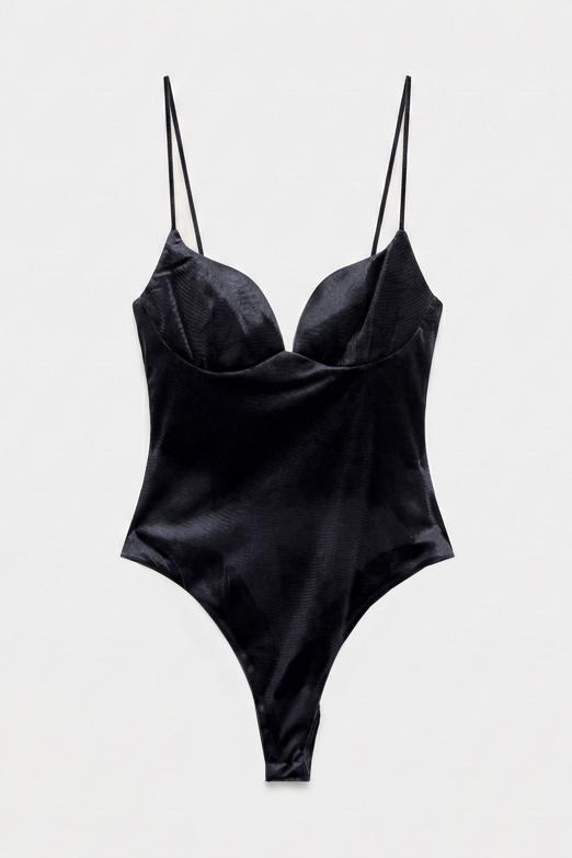 Kadife Askılı Bodysuit