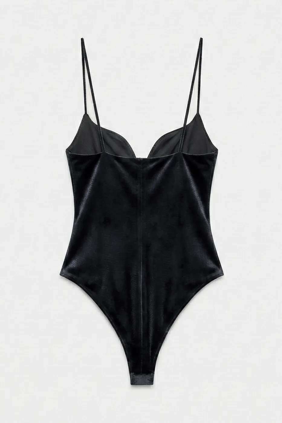 Bayan Siyah Kadife Askılı Bodysuit