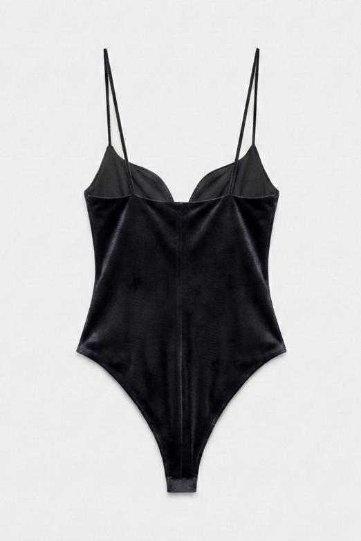 Kadife Askılı Bodysuit