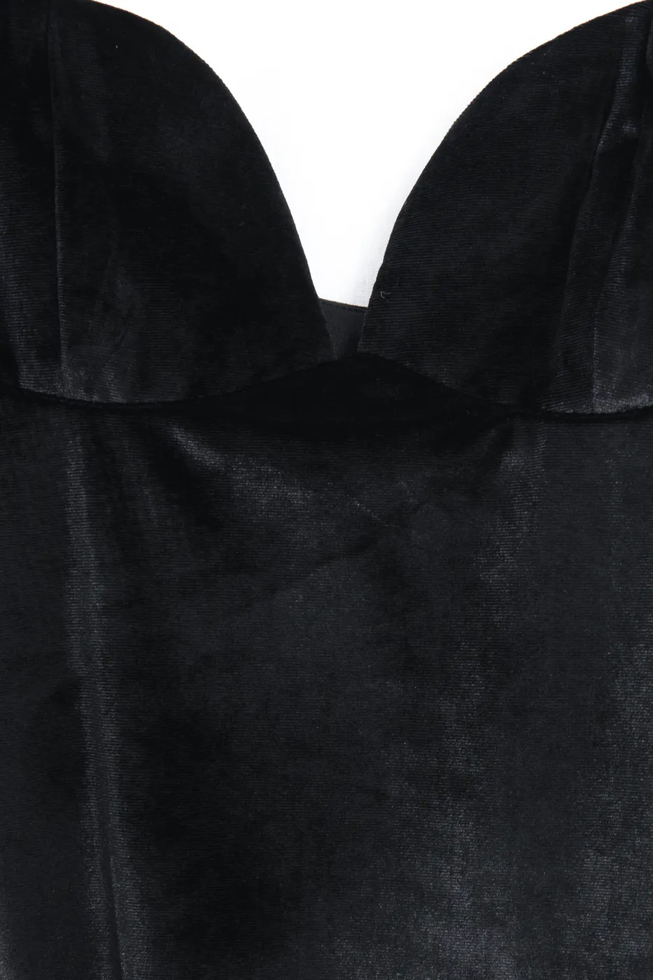 Bayan Siyah Kadife Askılı Bodysuit