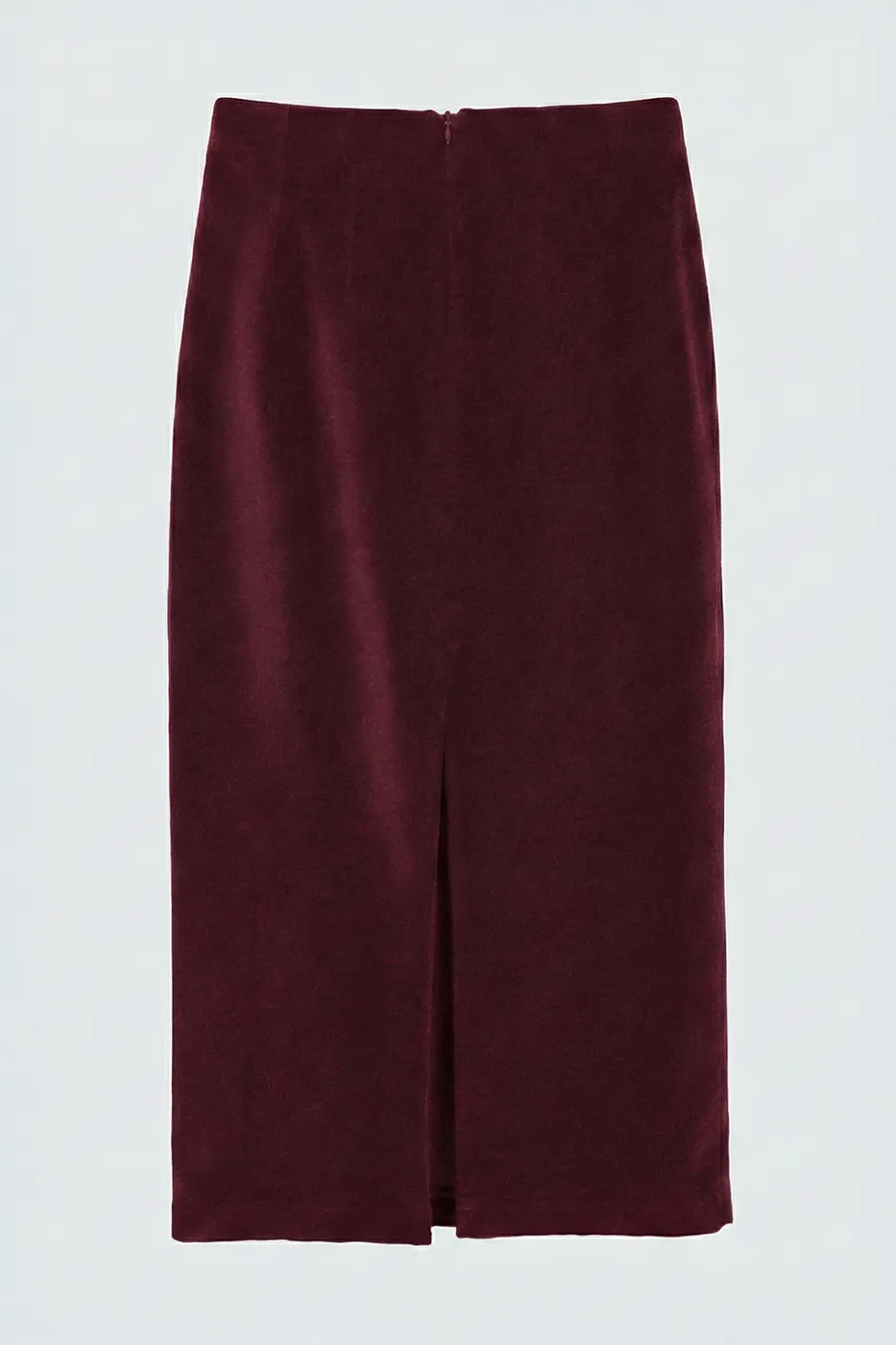 Bayan Bordo Kadife Midi Kalem Etek
