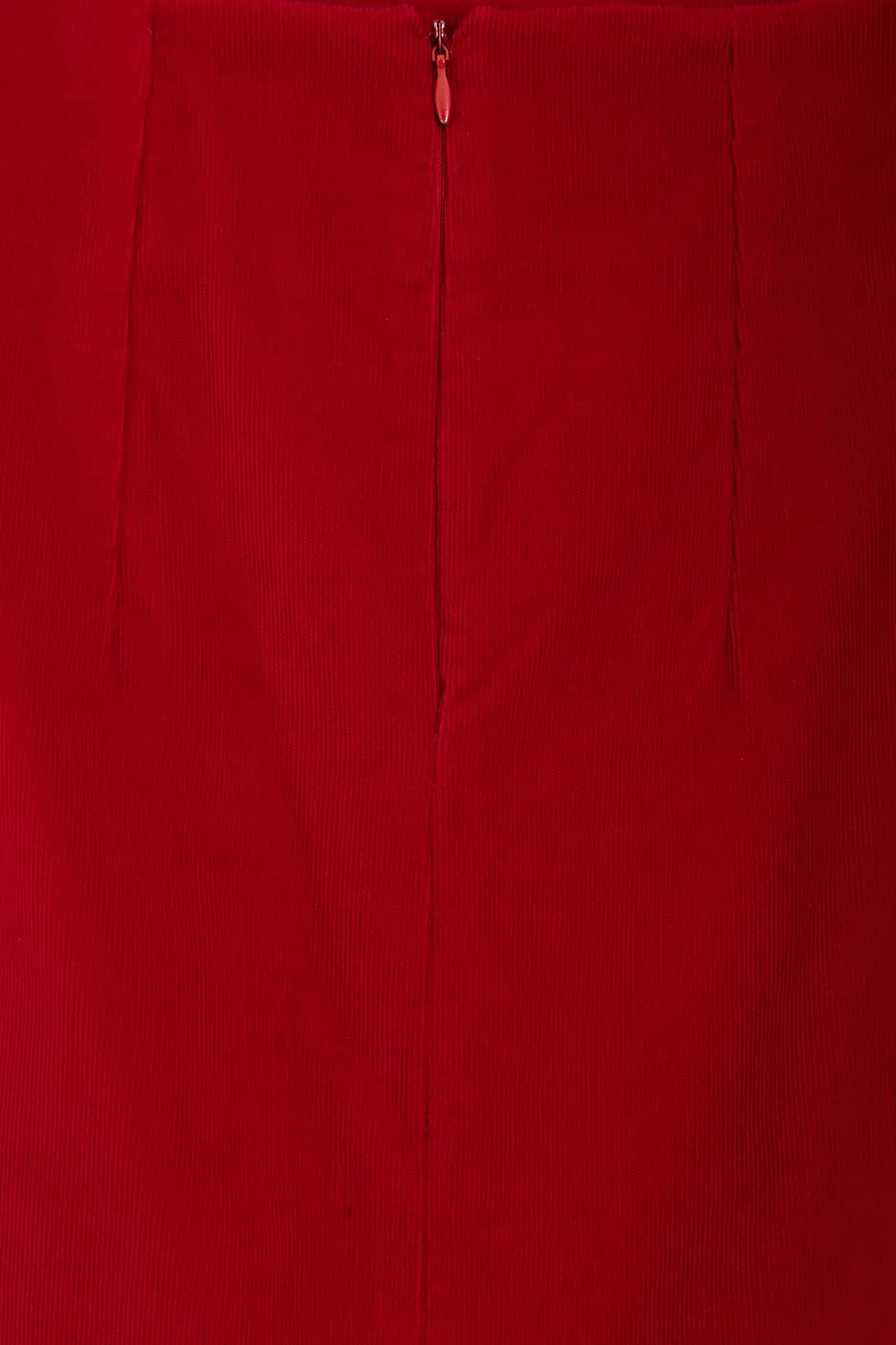 Bayan Kırmızı Kadife Midi Kalem Etek