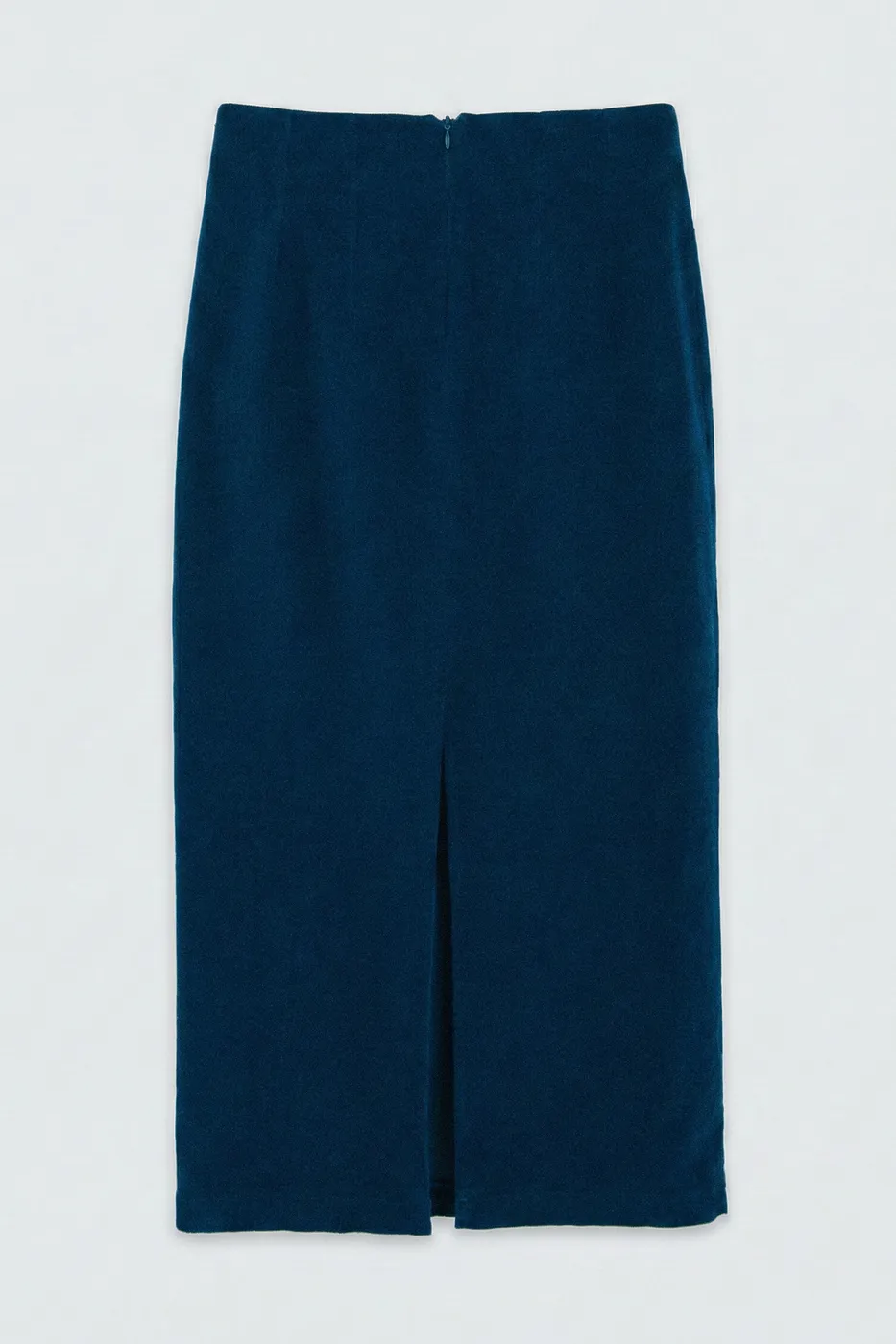 Bayan Turkuaz Kadife Midi Kalem Etek