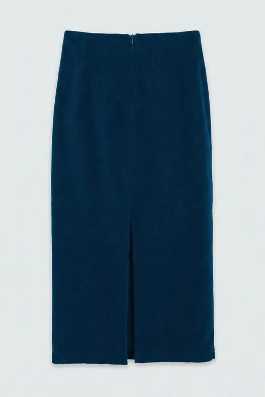 Bayan Turkuaz Kadife Midi Kalem Etek - BSL