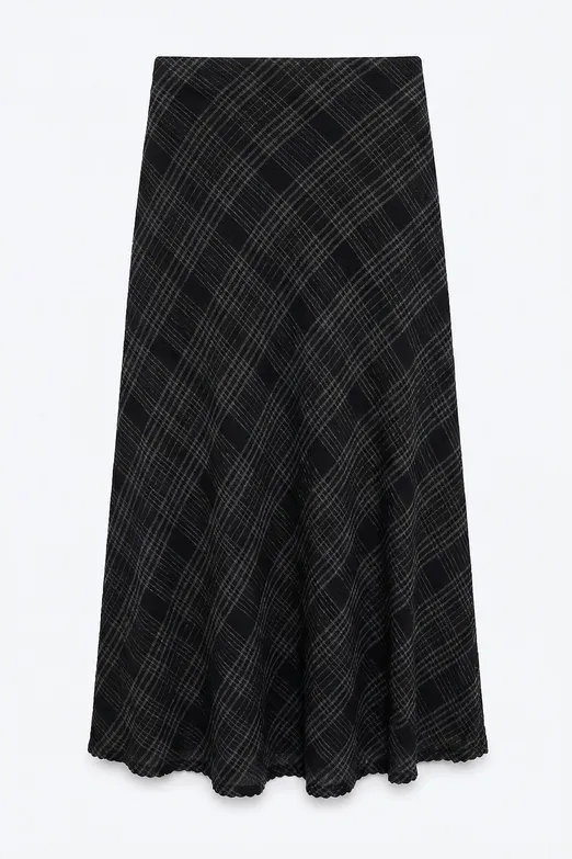 Bayan Siyah Volanlı Maksi Etek - BSL