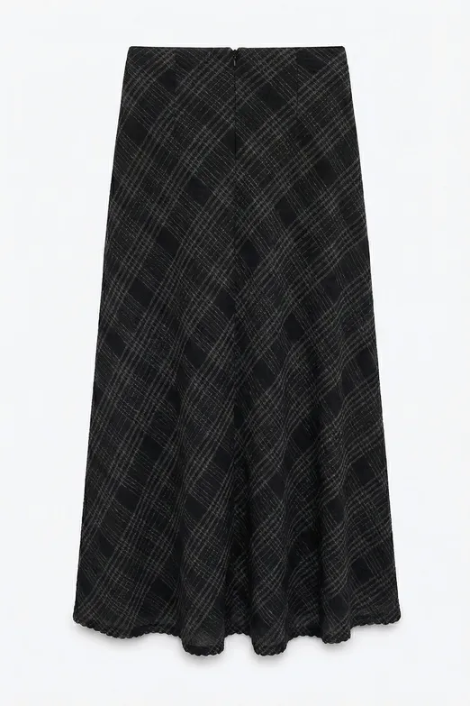 Bayan Siyah Volanlı Maksi Etek - BSL