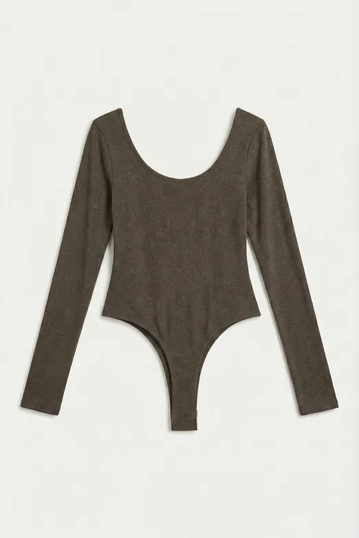 Bayan Haki Geniş Yakalı Bodysuit - BSL