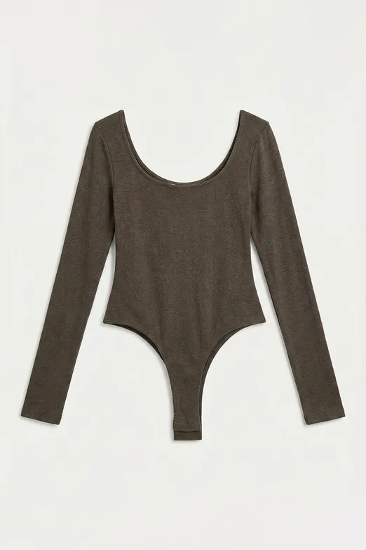 Bayan Haki Geniş Yakalı Bodysuit - BSL