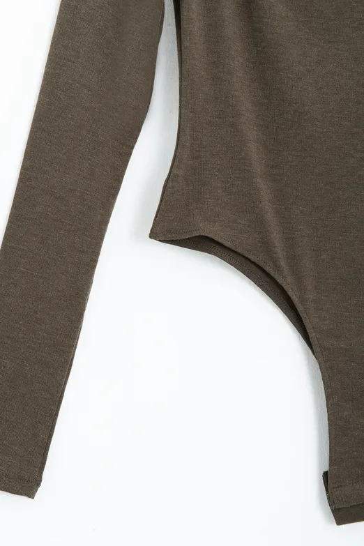 Bayan Haki Geniş Yakalı Bodysuit - BSL