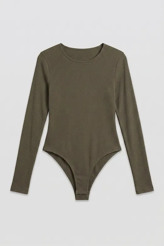 Bayan Haki Bisiklet Yakalı Bodysuit - BSL