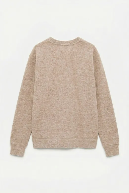 Bayan Bej Soft Oversize Sweatshirt - BSL