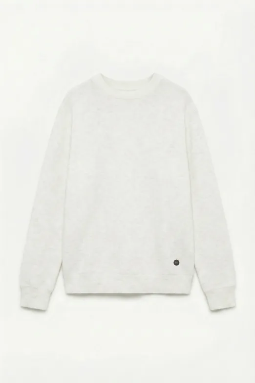 Bayan Ekru Soft Oversize Sweatshirt - BSL