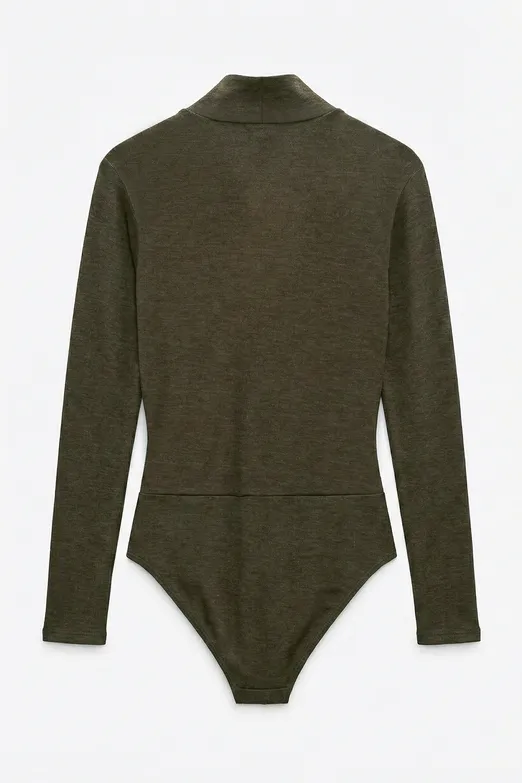 Bayan Haki Soft Kruvaze Bodysuit - BSL