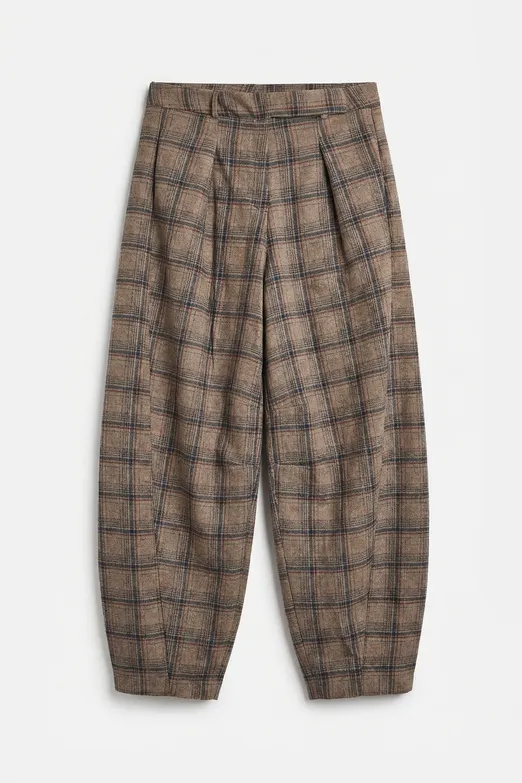 Bayan Vizon Ekoseli Balon Pantolon - BSL