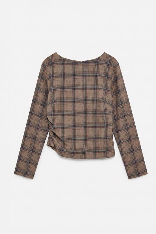 Ekoseli Asimetrik Bluz