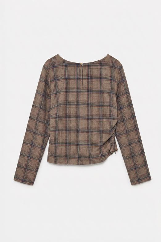 Ekoseli Asimetrik Bluz