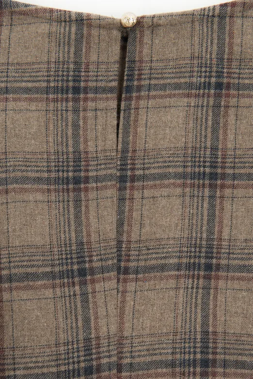 Bayan Vizon Ekoseli Asimetrik Bluz - BSL