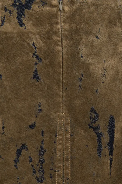 Bayan Kahverengi Flok Baskılı Midi Etek - BSL